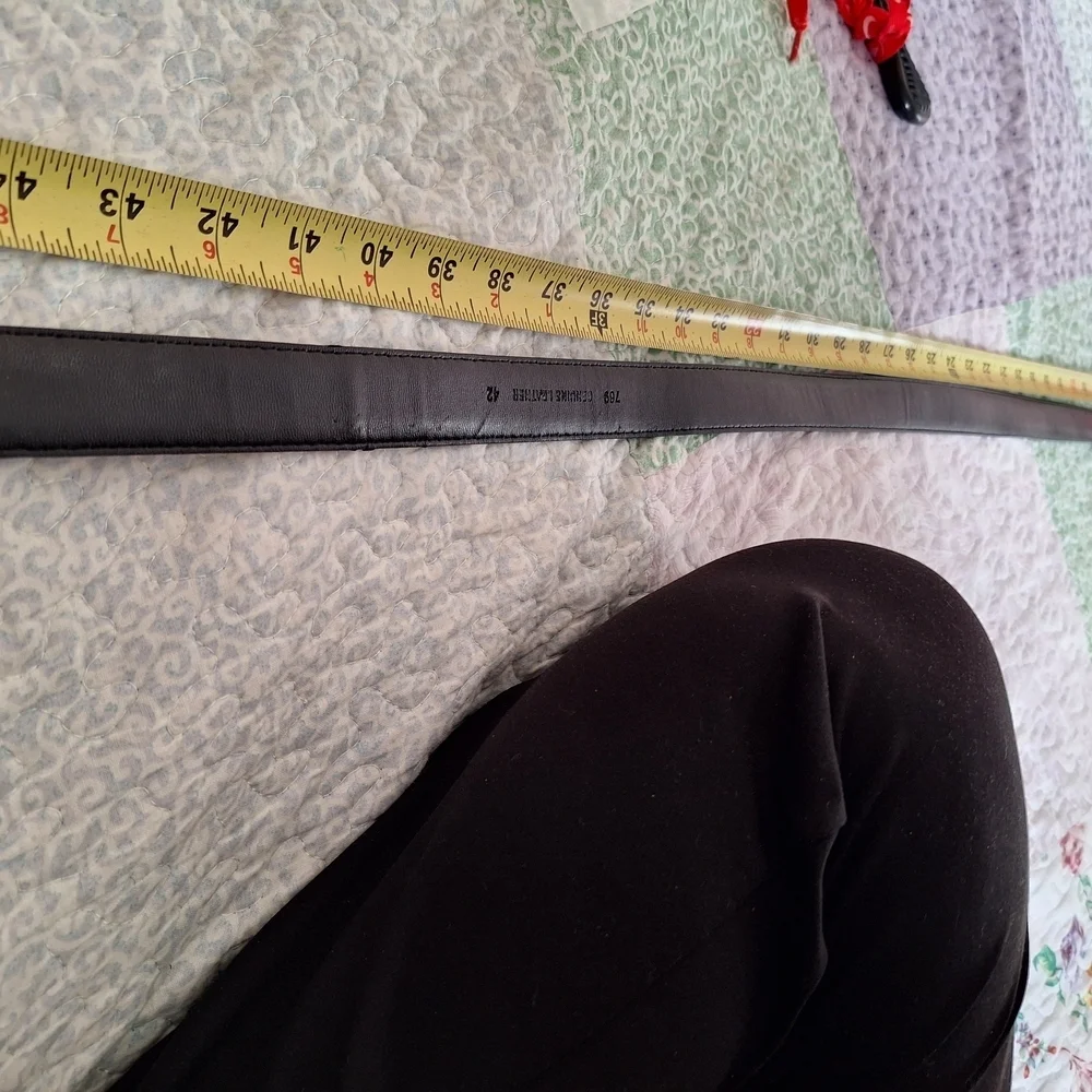Men's Black Leather Belt with Silver Buckle